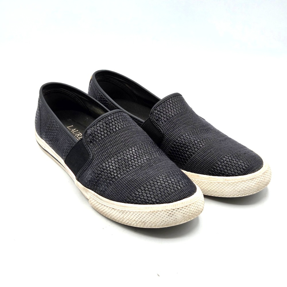 Lauren Ralph Lauren Jinny Black Slip On Sneakers Women's Size 6 Casual Chic